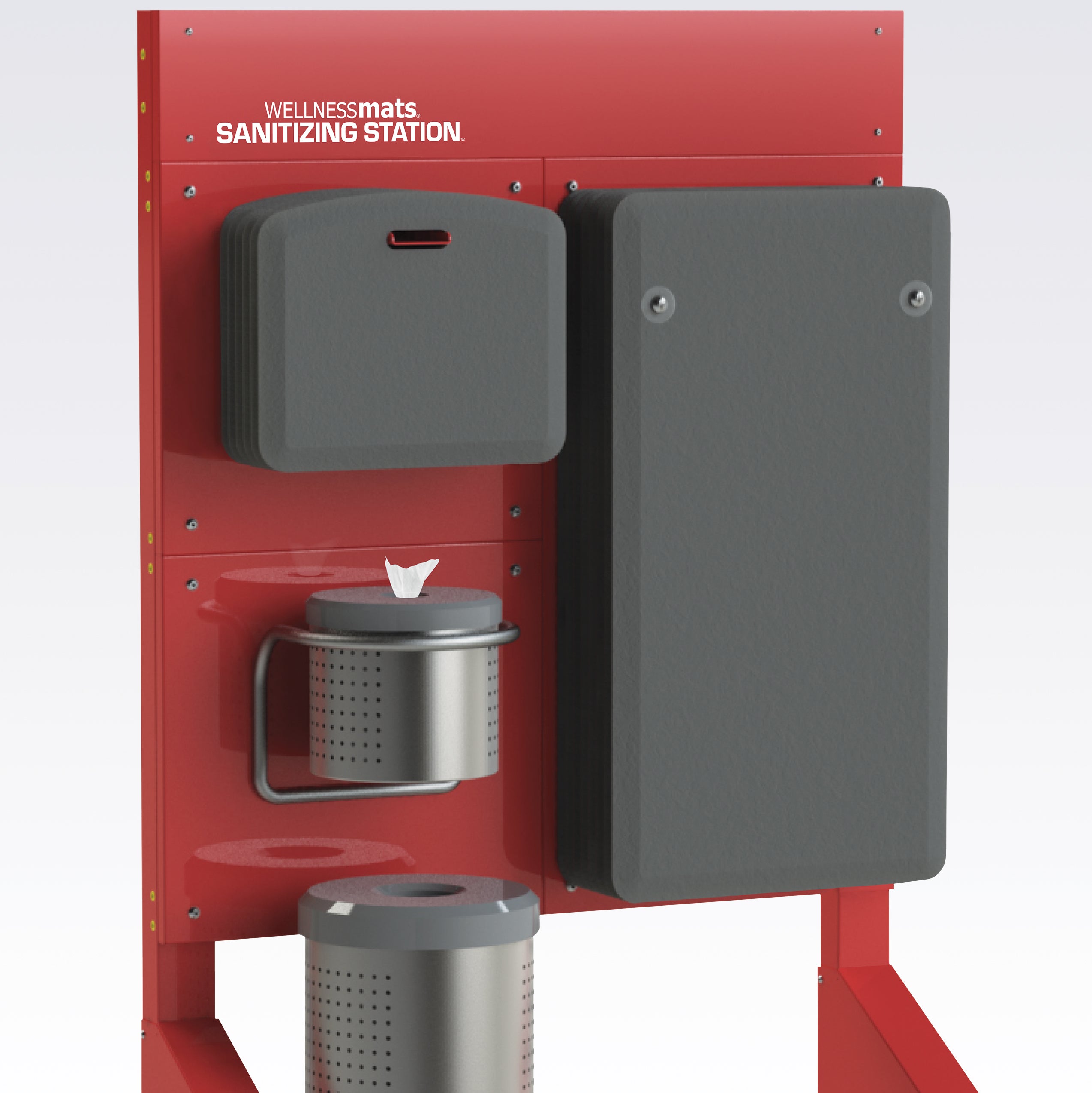 Picture of red WellnessMats Sanitizing Station.