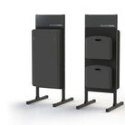 A front and back image of a standing station that holds FitnessMats on one side and Mobile Mats on the other side.